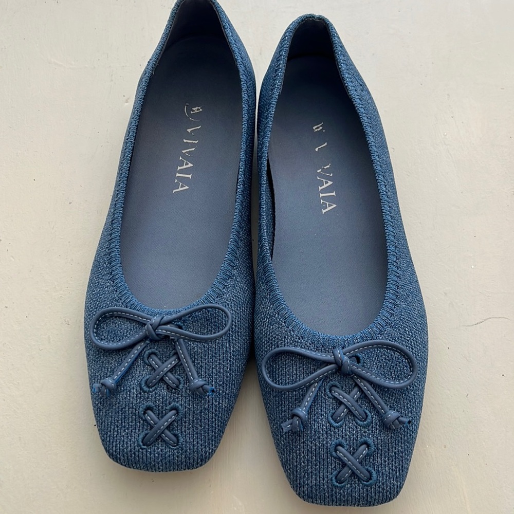 Viviana flats denim blue, size 37.5 us 8